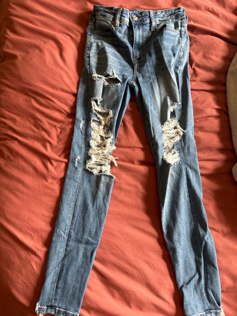 American Eagle Outfitters Women's Skinny Ripped Light Blue Jeans